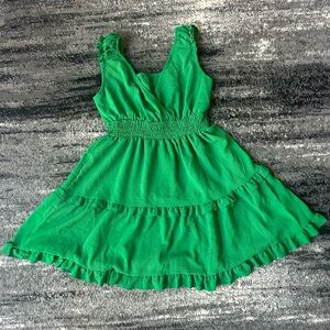 SHEIN Vibrant Green Tiered Sleeveless Dress With Stretchy Cinched Waist
